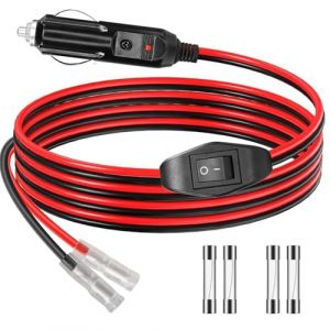 RUNCCI-YUN Adaptateur Mâle pour Allume-Cigare, 14AWG Prise Allume Cigare 12V/24V, avec Interrupteur Marche/arrêt Câble d'alimentation Universel, Allume-Cigare câble d'extension（1M） (RUNCCI-YUN, neuf)