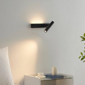 KOSILUM - Applique noire tête de lit liseuse droite - Lodvi - Lumière Blanc Chaud Eclairage Salon Chambre Cuisine Couloir - 10W+5W - 1211 lm - LED intégrée - IP20 (Kosilum, neuf)
