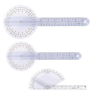 JYNXOR 3 Pi&egrave;ces rapporteur, goniom&egrave;tre PVC physioth&eacute;rapie, rapporteur transparent rotation 180-360&deg; (SHOPSCAPE INK, neuf)