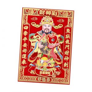RCGOFOLLOW D&eacute;coration d'int&eacute;rieur cr&eacute;ative avec autocollant d&eacute;coratif repr&eacute;sentant le dieu chinois de la richesse, doux et r&eacute;sistant &agrave; l'usure, autocollant du Nouvel An chinois, Mod&egrave;le A (honmitay, neuf)