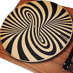 TazStudio Tapis de feutrine de qualit&eacute; sup&eacute;rieure &ndash; Tapis de platine en li&egrave;ge pour un meilleur support sonore sur tourne-disque vinyle &ndash; Tapis en li&egrave;ge &ndash; Design g&eacute;om&eacute;trique original psych&eacute;d&eacute;lique (Fast Media Ships From USA, neuf)