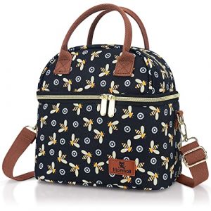 Hafmall Sac Isotherme Repas pour Homme Femme, Sac Lunch Isotherme Bureau &agrave; 2 Compartiments, Petit Lunch Bag pour Le Travail et L'&eacute;cole, Abeille (hafmall, neuf)