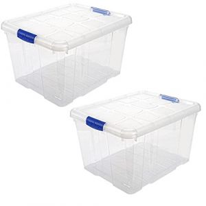 Acan Tradineur - Lot de 2 bo&icirc;tes de rangement &ndash; Fabriqu&eacute; en plastique &ndash; Conteneur pour jouets, livres, v&ecirc;tements, couvertures, n. 2 &ndash; 25,5 x 41,5 x 35 cm &ndash; 25 litres (TRADINEUR, neuf)