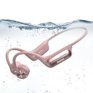KIM HOST Casque Conduction Osseuse Bluetooth sans Fil Open Ear &Eacute;couteur Natation IP68 Etanche M&eacute;moire MP3 32G Int&eacute;gr&eacute;e 8 Heures de Jeu pour Course &agrave; Pied Natation Cyclisme Fitness (Rose) (Bayxon, neuf)