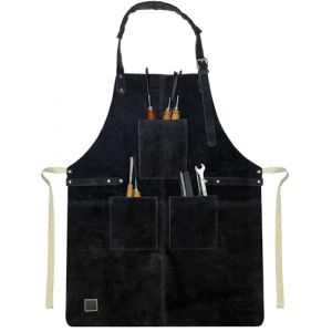 Rustic Town Tablier De Soudeur En Cuir Pour Homme - Tablier De Travail Pour Menuisier, Jardinier Et Forgeron - Tablier Cuir Barbecue Cuisine Pour Femmes (Rustic Town, neuf)