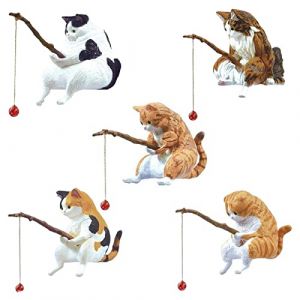 Zankie Chat P&ecirc;cheur -6 X 3cm Sculpture Chat P&ecirc;cheur Assis|Jardin Chat en R&eacute;sine Mignonne Chat D'aquarium |Jardin Chat P&ecirc;che pour La D&eacute;coration La aison (shuangfenz, neuf)