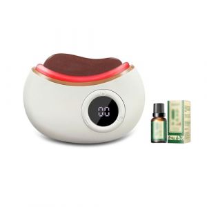 HAGJII Gua Sha Visage Avec Th&eacute;rapie Par Lumi&egrave;re Led Appareil Anti Rides Visage Pour Raffermir La Peau Et Soulager Les Poches Appareil De Massage Pour Le Cou Et Le Visage(Red Bian Stone A) (hengwangjia, neuf)