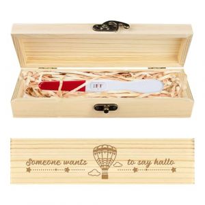CHGCRAFT Coffret Souvenir de Test de Grossesse Montgolfières Coffret Cadeau D'Annonce de Grossesse en Bois avec Ruban en Raphia et Cadenas Cadeaux D'Annonce pour Papa Mari 8x2x1.2 pouce (CHGCRAFT FR, neuf)