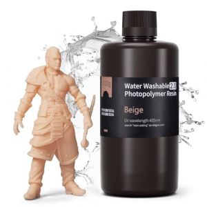 ELEGOO R&eacute;sine Lavable &agrave; l'Eau 2.0, Beige 1000g, Liquide d'Impression 3D &agrave; Durcissement Rapide &agrave; UV de 395-405 nm, R&eacute;sine Imprimante 3D Water Washable pour imprimantes 3D LCD/SLA/DLP (YC TECK, neuf)