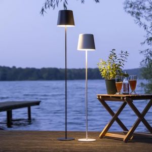 Lightbox LED lampadaire pour intérieur & extérieur | 129 cm de hauteur, Ø 18 cm | lampadaire noir d'extérieur avec variateur tactile à 3 niveaux | mobile/sans fil/portable | rechargeable par USB / (Lightbox-Shop, neuf)
