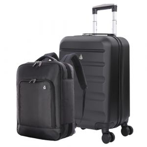 Aerolite 55x35x25 + 40x30x15 Ensemble Bagage Cabine Maximum pour Air France et KLM (Valise Noir + Sac à Dos) (Bagages et Sacs de Voyage, neuf)