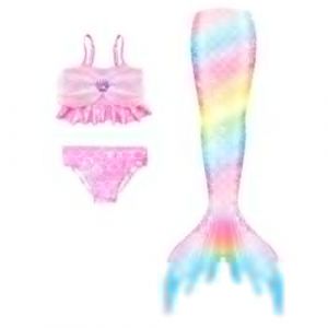 Maillot De Bain Enfant Fille Joli Maillot de Bain d'été Cosplay Party Fille Manches Longues 3 Pièces Deguisement Océan Piscine Natation Plage Costume de Bain de Plage (HIKLASbien, neuf)