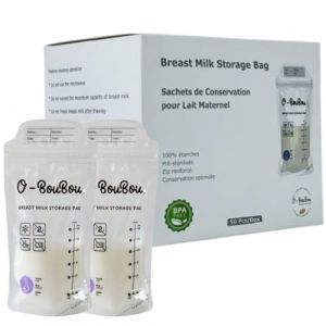 Lot de 50 Sachets de Conservation Lait Maternel sans BPA - Recueil Lait Maternel - Sac Conservation du Lait Maternel Préstérilisés, Double étanchéité - Sac Congelation de 180 ml - Poche Lait Maternel (KELTRADE IN, neuf)