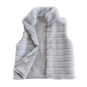 Gilet court en fausse fourrure pour femme - Gilet matelass&eacute; l&eacute;ger sans manches - Manteau en fourrure d'hiver chaud - Veste en fourrure - Grandes tailles - Gilet en fourrure synth&eacute;tique - Manteau (yishu`poe, neuf)