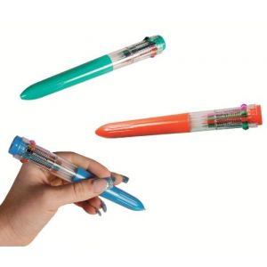 Mister Curiosities Stylo multicolore 10 couleurs encore mieux qu'un stylo 4 couleurs : noir, brun, bleu, rose, violet, vert, orange, turquoise, rouge - Accessoire pour trousse d'&eacute;cole et bureau (Mister Curiosities - Vendeur Fran&ccedil;ais, neuf)
