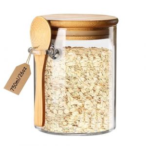 Yalucky Bocaux en Verre Bocal en Verre avec Couvercle Herm&eacute;tique et Cuill&egrave;re,Pot en Verre,Overnight Oats Jar,Bocaux Rangement Cuisine D&eacute;coratifs Pour Caf&eacute;/Th&eacute;/Sucre/&Eacute;pices,Conteneurs de Sel de Bai (Yalucky, neuf)