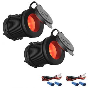 Allume-Cigare De Voiture Remplacement de Prise Avec LED Rouge pour Voiture Moto ATV RV DC 12V/24V Allume-Cigare &eacute;tanche Plug, Pack de 2 (YongMing Automotive Accessories, neuf)