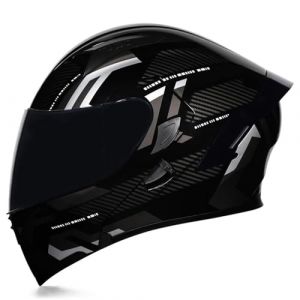 Woljay Casque intégral du visage moto casque modulaire Casque moto intégrée double visière pour adultes hommes femmes cyclomoteur DOT ECER22-05 (Count Black Silver - Smoke Visor,XXL) (Woljay Trading, neuf)