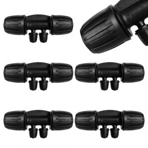 VooGenzek 5 Pièces Connecteur de Tuyau en T Barbelé, 4-Voies Raccord de Tuyau D'Irrigation pour Tube 15/20 mm à 4/7 mm, Connecteur d'Irrigation Goutte à Goutte à 4-Voies pour Jardin, Pelouse (VooGenzek, neuf)