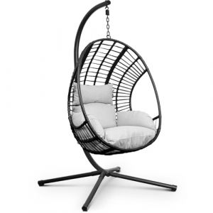 Swoods Fauteuil Suspendu Egg XXL - Chaise Suspendue avec Support - pour Int&eacute;rieur et Ext&eacute;rieur - INCL. Oreillers - Chaise Egg - Cocoon - Chaise Oeuf - Jusqu'&agrave; 150kg (Gris Clair) (The Brand Center B.V., neuf)