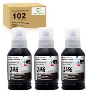 JoyPrinting Lot de 3 recharges d'encre noire 102 compatibles avec Epson 102 - Pour EcoTank ET-2700 ET-2750 ET-2751 ET-2756 ET-2850 ET-2851 ET-2856 ET-3700 ET-3750 ET-3850 0 ET-4. 750 ET-4850 (Allabouttapes office consumables, neuf)