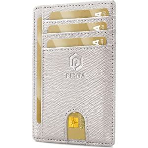 Porte Carte Bancaire Fin et Petit, Portefeuille pour Hommes et Femmes avec Pochette d'argent & Bo&icirc;te-Cadeau, Porte-Cartes de Cr&eacute;dit RFID, Porte Carte Bancaire Anti Piratage pour Femme - Blanc (PIRNA, neuf)