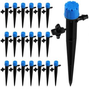 VooGenzek 20 Pi&egrave;ces Goutteur Irrigation R&eacute;glable, 360 Degr&eacute;s 8-Trou Micro Asperseur Goutte &agrave; Goutte pour Tube 4/7mm, Goutteur d'irrigation Insertion, Bleu (avec Connecteur) (VooGenzek, neuf)