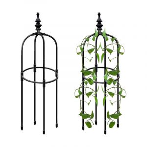 Piquet de support pour arche d'obélisque de jardin, treillis de jardin, grand obélisque en métal, cadre d'escalade pour plantes grimpantes (90 cm de haut, diamètre du fond 28 cm) (Bimmmm, neuf)