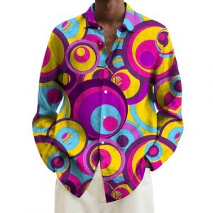 Chemise à Paillettes Homme Grande Taille Orange Col Officier Déguisement Hippie Disco Années 80 T-Shirt Argenté 7XL (IHUAE, neuf)