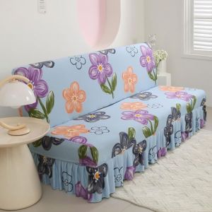 Hixingo Housse de Canapé sans Accoudoirs avec Jupe, Housse Clic Clac Protege Canape, Housse Canapé sans Bras Géométrie, Clic Clac 3 Places Convertible Lit (L:190-225cm,Fleur) (Hixin, neuf)