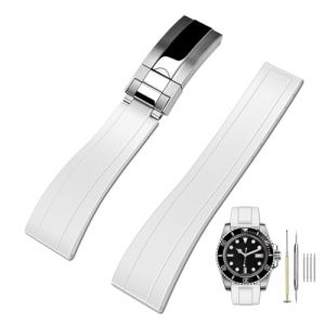 Kai Tian 20 mm, 22 mm Bracelet de montre en caoutchouc avec boucle d&eacute;ployante, bracelets de montre en silicone et fluorocaoutchouc pour Rolex Seiko, bracelets pour hommes et femmes, 22mm, Silicone (Ka Tian, neuf)