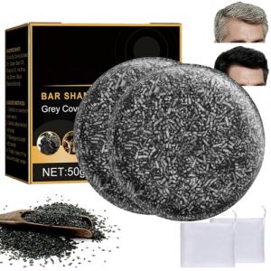 2 Pièces Anti Gray Bar,Anti Grey Bar,Anti-Gray Bar,Anti Gray Bar Homme, savon noir pour nettoyer les cheveux en profondeur, savon noir contre les cheveux gris (Avec Filet Moussant × 2) (SLIGHT SAVING Limited, neuf)