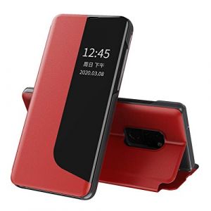 Eabhulie Étui en Cuir PU pour Huawei Mate 20 Coque, Smart View Fenêtre Flip Stand Cover Housse de Protection pour Huawei Mate 20 Rouge (Eabhulie, neuf)