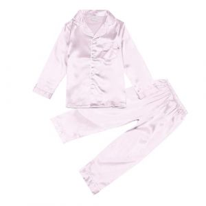 Pyjama Fille Enfants B&eacute;b&eacute; Fille Gar&ccedil;on Satin Pyjama Ensemble de Pyjama en Satin Satin Pyjama Ensemble Enfants Ensemble &Agrave; Manches Longues Hauts Boutonn&eacute;s Pyjama Chemise + Pantalon Long (GUnakd, neuf)