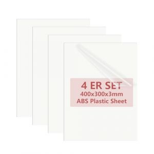 YAYODS Lot de 4 Plaque Plastique ABS 3 mm - 40 x 30 cm Feuille de Plastique Blanc Rigide - Panneau ABS Thermoformable pour Mod&eacute;lisme, D&eacute;coration Int&eacute;rieure, Artisanat et Garde-Boue DIY (Yayods, neuf)