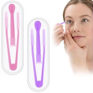 2Pcs Pinces a lentilles de Contact, Pince &agrave; &eacute;piler en Silicone, Ventouse Lentille Souples et rigides pour lentilles de Contact avec bo&icirc;te pour Voyage (Rouge/Violet) (ALPHASS LOGISTICS LTD, neuf)