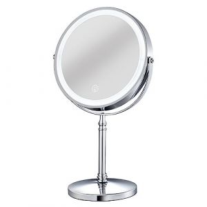 Deger Miroir de maquillage rechargeable LED 10X avec 3 couleurs, miroir cosm&eacute;tique grossissant r&eacute;glable de luminosit&eacute; 2 faces-A (PANBORE LTD, neuf)