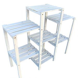 Melko Escalier &agrave; fleurs &agrave; plusieurs &eacute;tages 97 x 31 x 87 cm &Eacute;tag&egrave;re en bois Blanc &Eacute;tag&egrave;re &agrave; fleurs &Eacute;tag&egrave;re &agrave; plantes &Eacute;chelle (MELKO24, neuf)