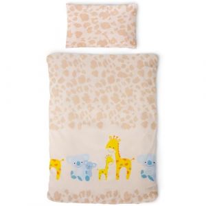 Gräfenstayn Literie Ensemble 2 pièces pour Enfant et bébé avec Motif Animalier Fermeture éclair 100% Coton - Housse de Couette 135x100cm et Taie d'oreiller 60x40cm (Girafe & Koala) (Torrex24, neuf)