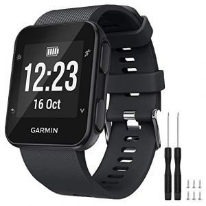 GVFM - Bracelet de rechange pour montre Garmin Forerunner 35 - bracelet en silicone souple pour montre intelligente, compatible avec les poignets de 13 à 23 cm de circonférence, 1- Noir. (TopPerfekt FR, neuf)