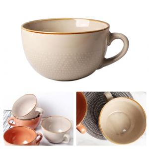 KMQRDZi Grande tasse &agrave; caf&eacute; XXL en c&eacute;ramique 700 ml avec anse, bol pour petit-d&eacute;jeuner, c&eacute;r&eacute;ales, soupe, porridge, salade, tasse en c&eacute;ramique extra large (700 ml kaki) (KunMingQianRuDianZiShangWuYouXianGongSi, neuf)
