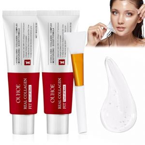 2 boîtes de masque hydratant de nuit au collagène, masque de gommage au collagène, collagène biologique, pour l'hydratation, l'anti-rides, l'anti-âge, 50g par tube, avec brosse à outils (CHENJUNHUA LIMITED, neuf)