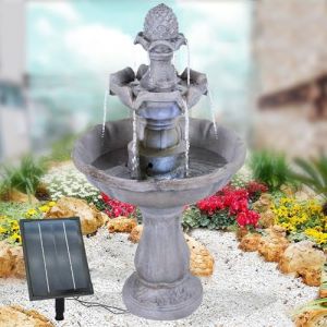 AMUR Fontaine Centrale Classique Solaire 80cm avec Batterie Li-ION, Lumières LED pour Jardin, Terrasse, Balcon, Véranda (Amur S.à r.l., neuf)
