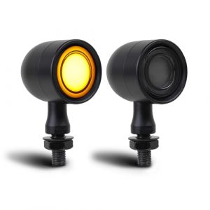 DREAMIZER Mini LED Clignotant Moto, CNC Clignotant 12V Universel pour Scooter, Lumière Ambre & Blanche Compatible pour Harley Honda Kawasaki Suzuki Triumph Yamaha, 2 Pièces (WQ Fashion Mall, neuf)
