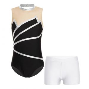 Oyolan Enfant Fille Justaucorps Gymnastique Strass Tenue de Gym sans Manches 5-16 Ans H Argenté 13-14 ans (Oyolan EU, neuf)