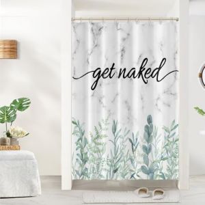 Uiiooazy Rideau Douche Marbre Gris, Rideau de Douche Feuilles d'eucalyptus Vert Rideaux de Baignoire Anti Moisissure Imperm&eacute;able Tissu Polyester Lavable Rideaux de Bain avec 10 Crochets 150x200cm (dongguibinjingpinxiaodianpu, neuf)