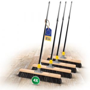 Novaliv Lot de 4 balais à poils souples de 50 cm - Avec manche télescopique - Mélange de crin de cheval - Noir - Balai de cour (AMP GmbH, neuf)