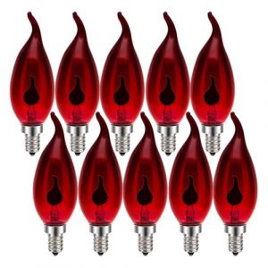 Ruiandsion Lot de 10 ampoules LED E14 3 W en forme de flamme vacillante rouge pour d&eacute;coration d'Halloween et de No&euml;l (Ruiandsion, neuf)