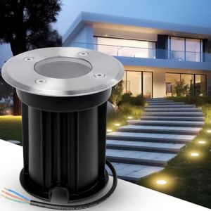 YindaLux Spot Encastrable Exterieur au sol pour GU10 203V, IP67 Étanche Spot LED Encastrable Exterieur pour terrasse, jardin, trottoir, terrasse, allée, pelouse, Rond, Noir(sans ampoule) (Xziming, neuf)