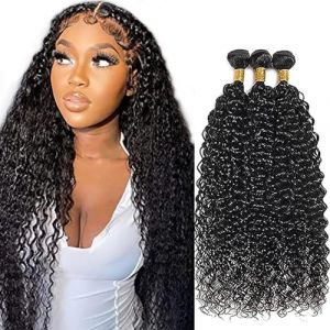 AiPliantfis Tissage Bresilien boucle Curly Wave Human Hair Bundles Real Hair Bundles Tissage Cheveux Humain Tissage Cheveux Naturels Brésilien 100% Unprocessed Virgin Hair 22 24 26 Pouce (GongBei Hair, neuf)